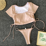 In-X Bandage one piece swimsuit female Thong bikini 2020 Sexy v-neck swimwear women biquinis Neon high cut monokini Beach wear