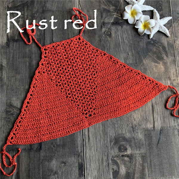 Handmade Crochet Bikini Top Bra Women Sexy Swimwear Tops Halter Knitted Swimsuit Brazilian Bikinis 2019 mujer Bathing Suit Hot