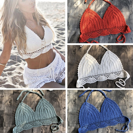 11 Color Beach Crochet Bikini Top Lining Summer Swimwear Top Honeymoon Hippy Bra Swimming Pools Spas Yacht Surf Bikini