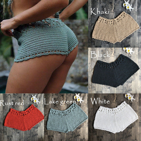 Women Sport Sexy Bikini Thong Handmade Crochet Swimwear Bikini Bottom Hollow-out Low Waist Bathing Suit