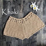 Women Crochet Swim Shorts Knit Hollow Out Bottoms Bikini Cover Up Shorts Beach Fishnet Hot Pants Summer Swimsuit Swimwear