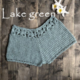 Women Crochet Swim Shorts Knit Hollow Out Bottoms Bikini Cover Up Shorts Beach Fishnet Hot Pants Summer Swimsuit Swimwear