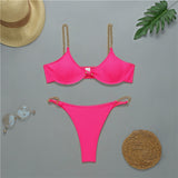 Sexy thong bikini 2020 Push up swimwear women High cut bodysuits one-piece swimsuit female Ring monokini Deep v-neck bathers new