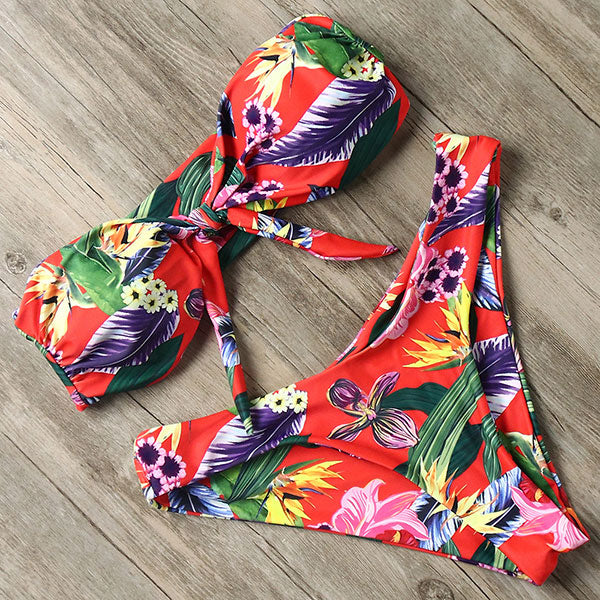 Solid Bandeau Bikini Set 2020 Sexy Swimsuit Women Bikini Brazilian Thong Swimwear Female Halter top Bathing Suit Swimming Wear