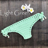 Women Sport Sexy Bikini Thong Handmade Crochet Swimwear Bikini Bottom Hollow-out Low Waist Bathing Suit