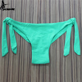 2020 Sexy Solid Thong Bikini Brazilian Cut Swimwear Women Bottom Adjustable Briefs Swimsuit Panties Underwear Thong Bathing Suit