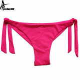 2020 Sexy Solid Thong Bikini Brazilian Cut Swimwear Women Bottom Adjustable Briefs Swimsuit Panties Underwear Thong Bathing Suit