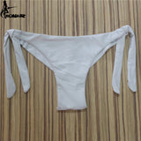 2020 Sexy Solid Thong Bikini Brazilian Cut Swimwear Women Bottom Adjustable Briefs Swimsuit Panties Underwear Thong Bathing Suit