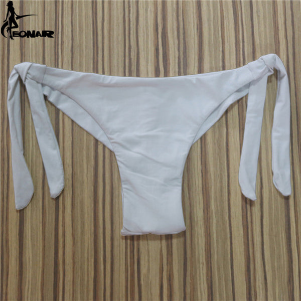 2020 Sexy Solid Thong Bikini Brazilian Cut Swimwear Women Bottom Adjustable Briefs Swimsuit Panties Underwear Thong Bathing Suit