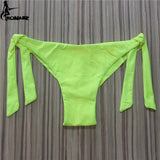 2020 Sexy Solid Thong Bikini Brazilian Cut Swimwear Women Bottom Adjustable Briefs Swimsuit Panties Underwear Thong Bathing Suit