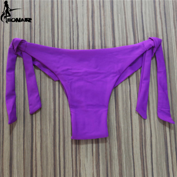 2020 Sexy Solid Thong Bikini Brazilian Cut Swimwear Women Bottom Adjustable Briefs Swimsuit Panties Underwear Thong Bathing Suit