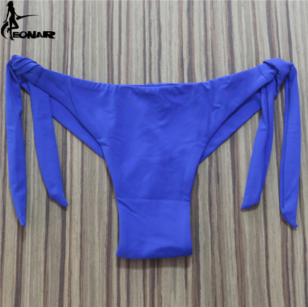 2020 Sexy Solid Thong Bikini Brazilian Cut Swimwear Women Bottom Adjustable Briefs Swimsuit Panties Underwear Thong Bathing Suit