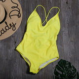 Women Solid Bikinis Sexy Bandage One Piece Backless Swimsuit Female Bathing Suits Bodysuit Beach Wear New Swim Suit Monokini