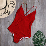 Women Solid Bikinis Sexy Bandage One Piece Backless Swimsuit Female Bathing Suits Bodysuit Beach Wear New Swim Suit Monokini