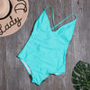 Women Solid Bikinis Sexy Bandage One Piece Backless Swimsuit Female Bathing Suits Bodysuit Beach Wear New Swim Suit Monokini