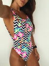 Sexy Printing Floral One Piece Swimsuit Women Monokini Backless V-neck Push Up Padded Bikini Swimsuit Swimwear Bathing Suit