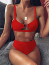 2019 New top sexy solid swimwear push up bikini bandage sport suit high cut bathing suit bandeau swimsuit women bikini set 2507