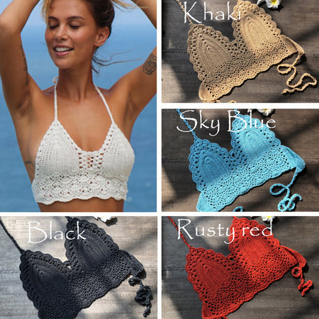 11 Color Beach Crochet Bikini Top Lining Summer Swimwear Top Honeymoon Hippy Bra Swimming Pools Spas Yacht Surf Bikini