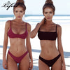 Lefeel Solid Bikini Set Women Sexy Brazilian Swimsuit Bikinis Summer Tube Top Swimwear Low Waist Bathing Suit Female Biquini