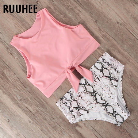 RUUHEE High Waisted Neon Bikini 2020 Woman Bandeau Bathing Suit Mayo Push Up Swimwear Tube Top Sexy Two Piece Swimsuit For Women