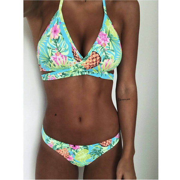 Women's Swimsuit Push-Up Padded Floral Bandage Padded Bra Bra Bikini Set Summer Women's Swimsuit Tops